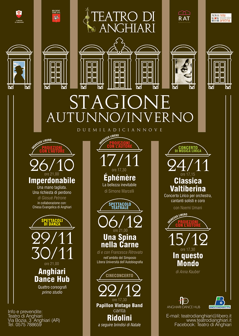 Locandina STAGIONE AUTUNNO/INVERNO 2019 Teatro di Anghiari
